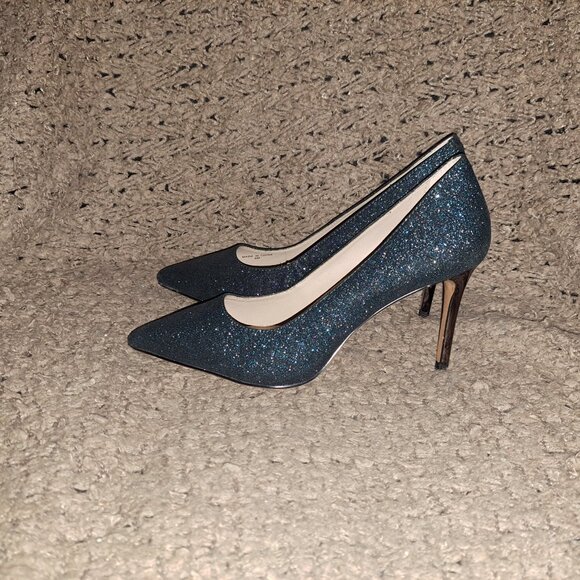 BANANA REPUBLIC-Madison 12 Hour Teal Glitter Pewter Point Toe Pump-SZ 6-NWOB - Picture 2 of 8